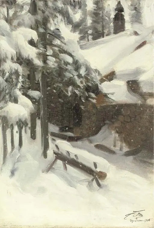 Chalet Gopsmor sous la neige - Anders Zorn - Alpha Reproduction
