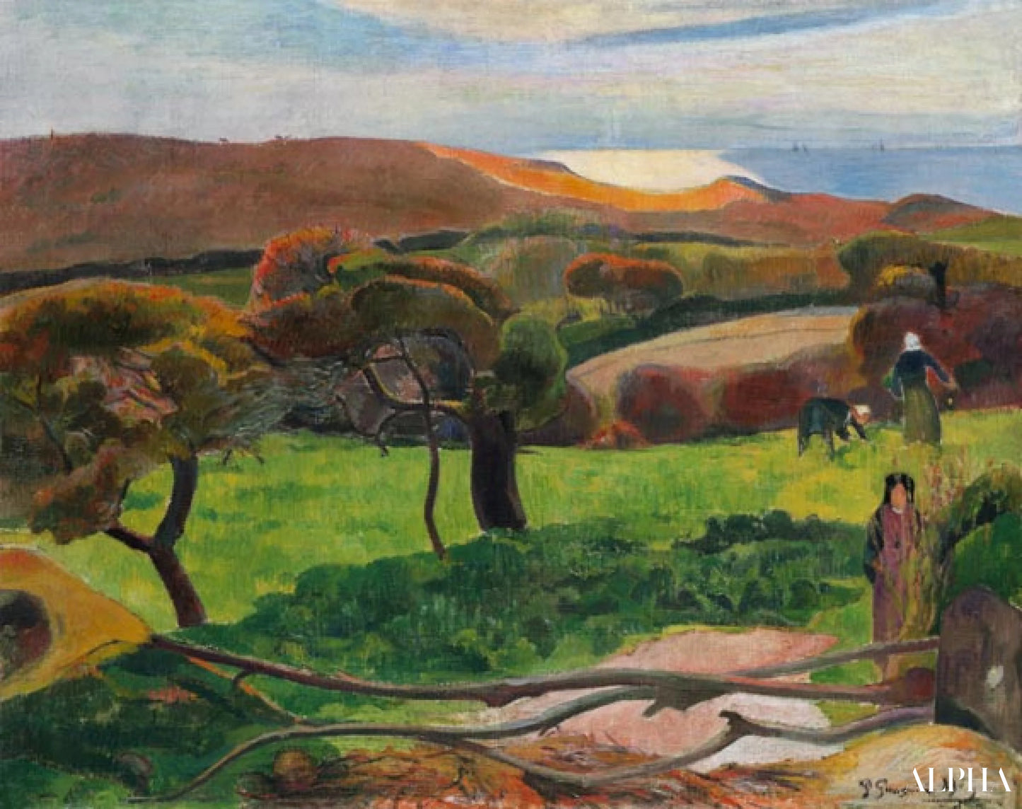 바다 근처의 들판 - Paul Gauguin - 고급 그림 및 회화 복제본
