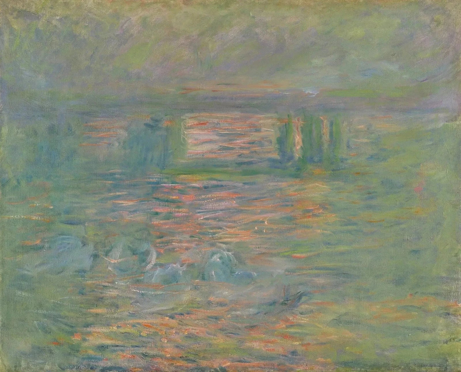 Charing Cross Bridge, 핑크색 반사 - 클로드 모네
