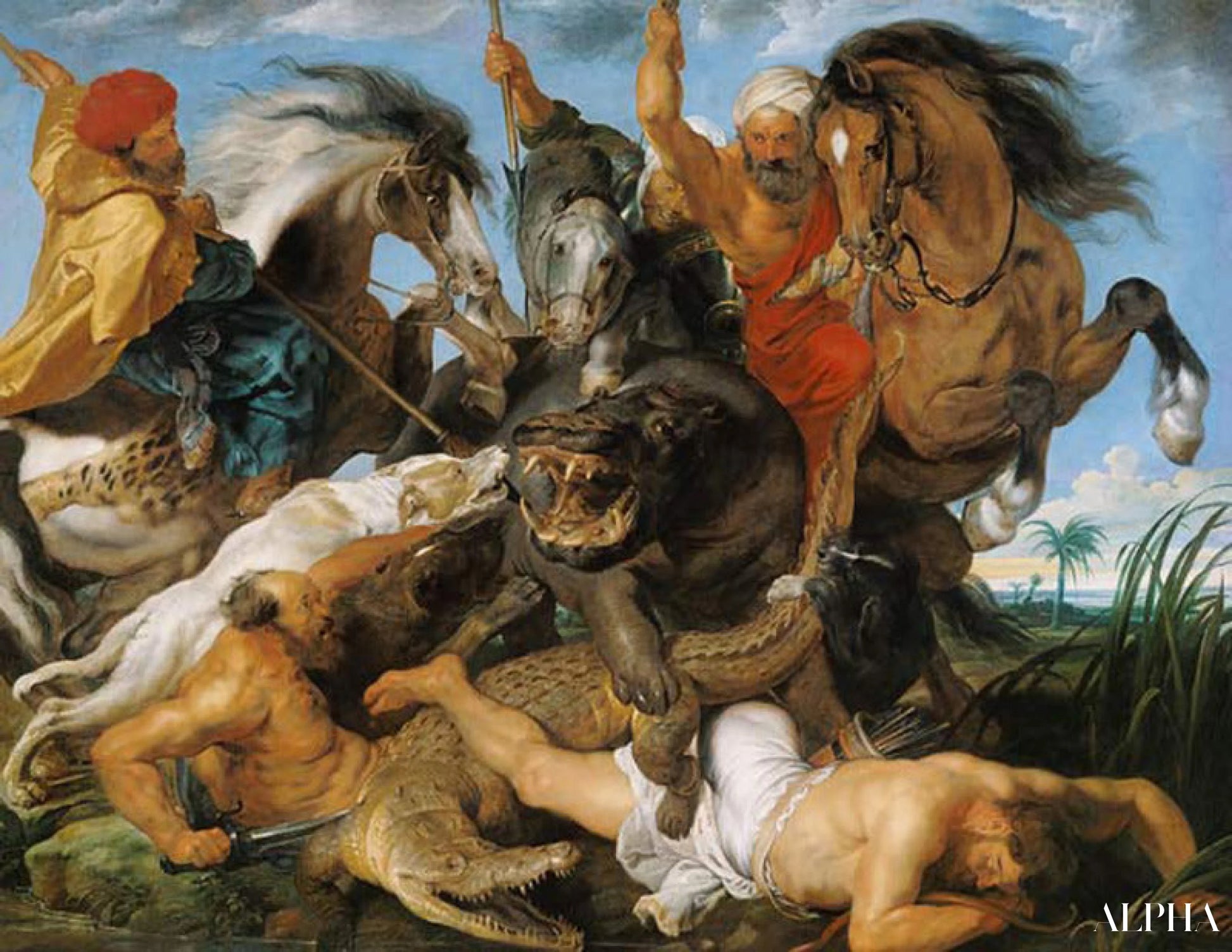 하마와 악어 사냥 - Peter Paul Rubens - 고급 그림 및 회화 복제본