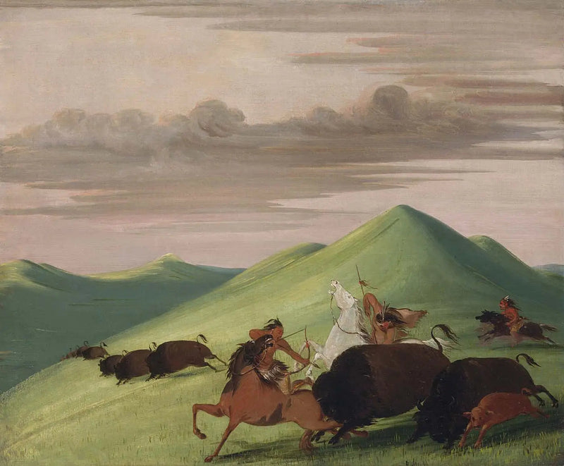 비손 사냥, 암소와 새끼 소를 보호하는 황소 - 조지 캐틀린

Source:
Chasse au bison, taureau protégeant une vache et son veau - George Catlin