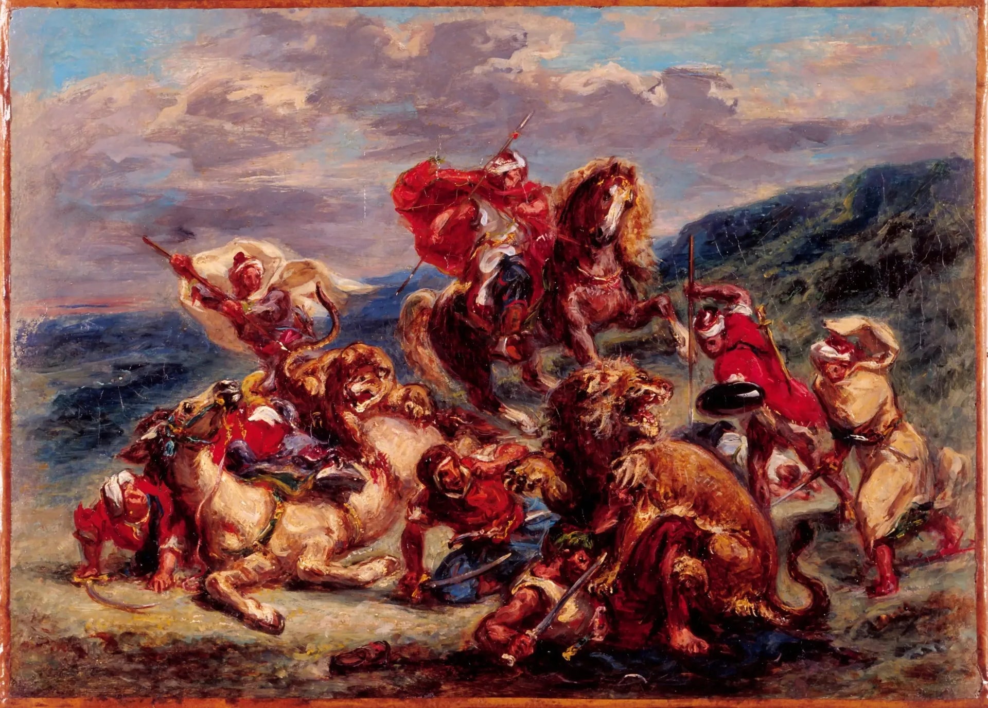 Chasse au lion - Eugène Delacroix image 1 reproduction de peinture à l’huile