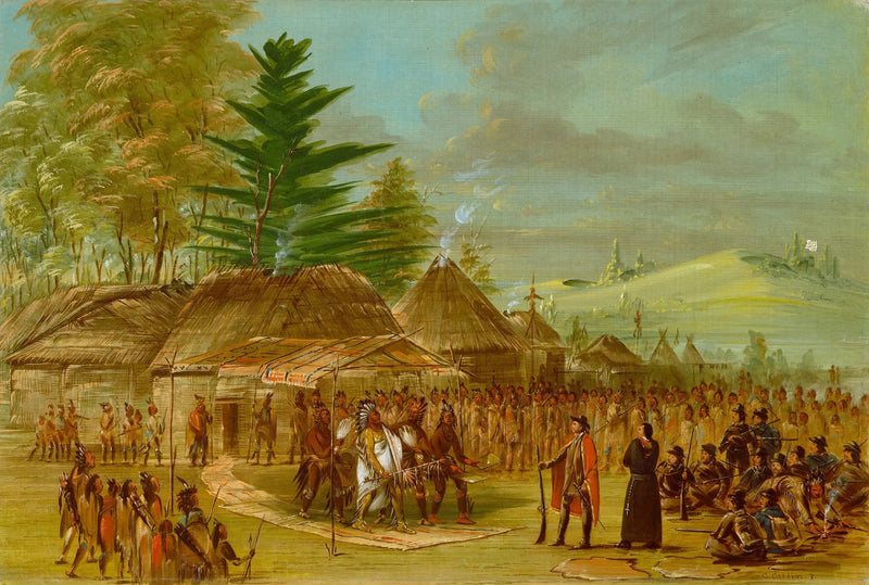 타엔사 인디언 추장과 라 살레가 만나는 모습. 1682년 3월 20일 - 조지 캐틀린

Source:
Chef des Indiens Taensa recevant La Salle. 20 mars 1682 - George Catlin