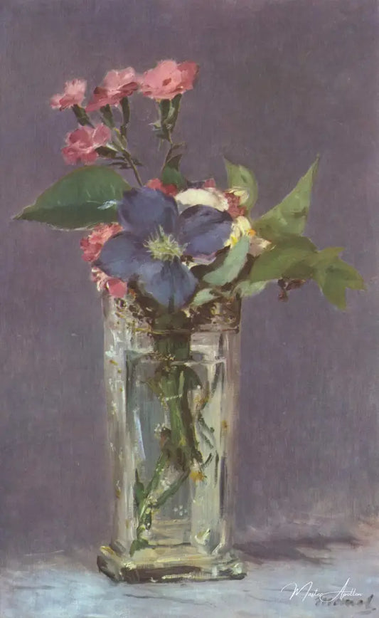 Clematis dans un vase en cristal - Edouard Manet - Reproductions de tableaux et peintures haut de gamme