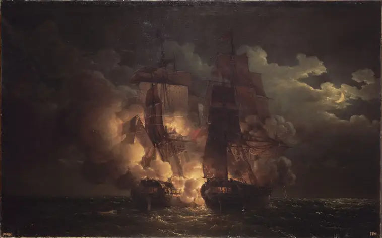 Combat naval en vue des Îles de Loz, 7 février 1813 - Louis-Philippe Crépin image 1 copie de tableau peinte à la main