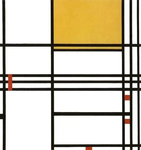 검은색, 흰색, 노란색, 빨간색이 있는 구성 9 - 피에트 몬드리안