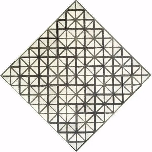 회색 선이 있는 구성 - 피에트 몬드리안