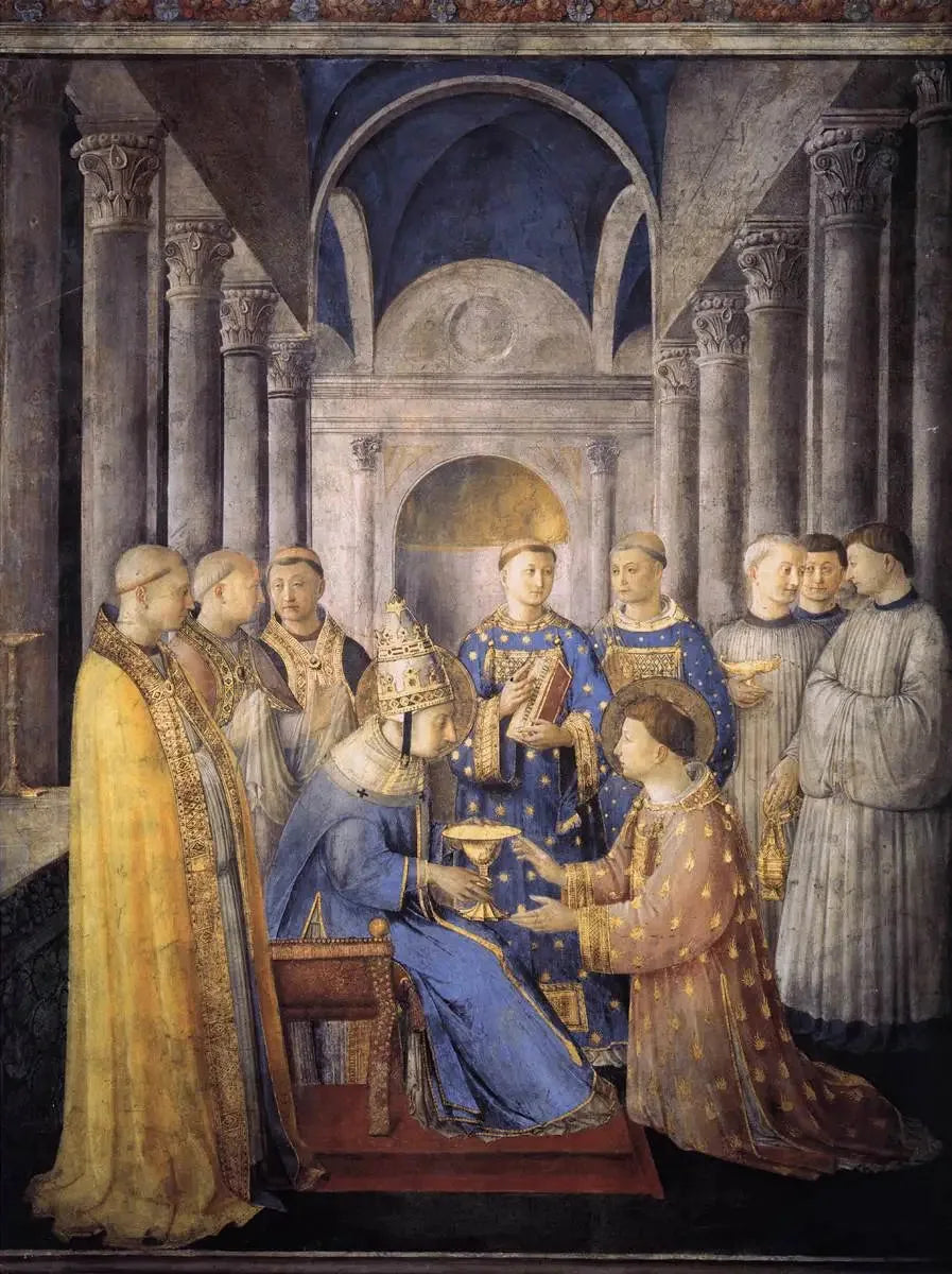 성 란트의 서품 축성 - 프라 안젤리코

Source:
Consécration diaconale de Saint Laurent - Fra Angelico