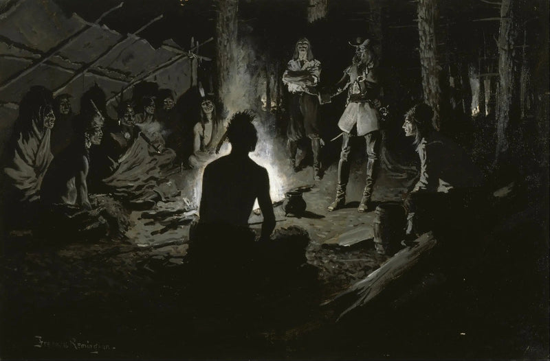 프랑스 탐험가들과 인디언들의 조언 - 프레데릭 레밍턴

Source:
Conseil des explorateurs français avec les Indiens - Frederic Remington