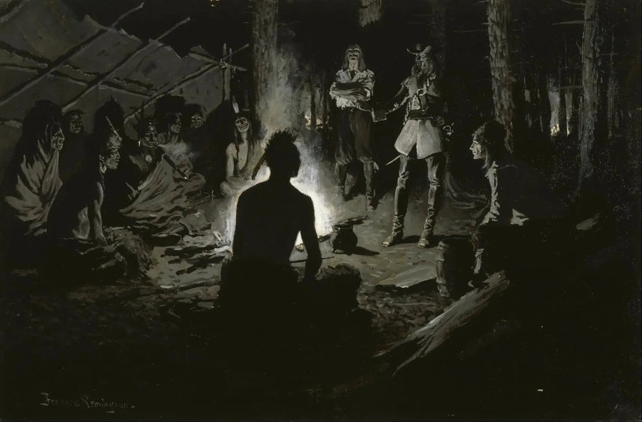 프랑스 탐험가들과 인디언들의 조언 - 프레데릭 레밍턴

Source:
Conseil des explorateurs français avec les Indiens - Frederic Remington