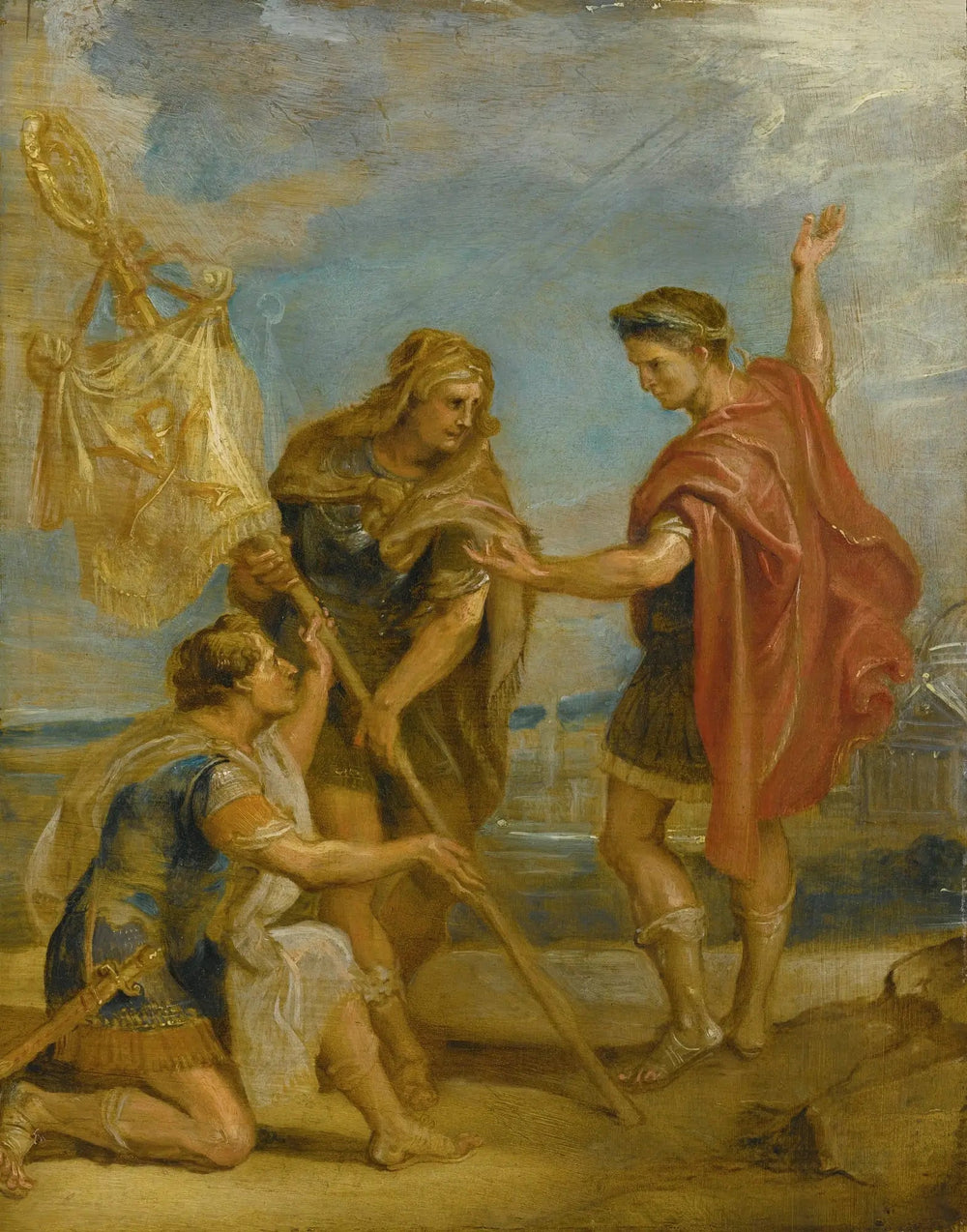 Constantin reçoit l'étendard avec le monogramme du Christ comme signe impérial (Le Labarum) - Peter Paul Rubens image 1 copie de tableau peinte à la main