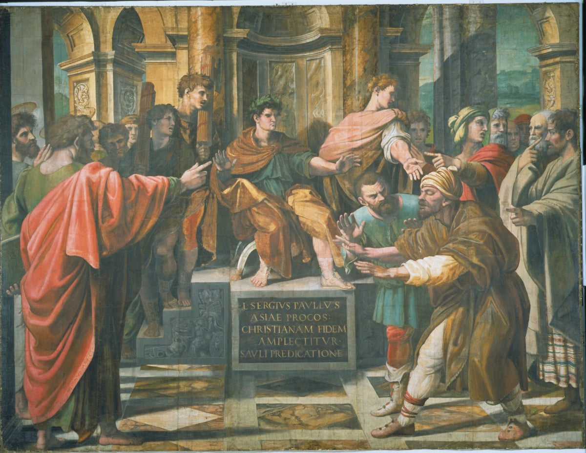 총독의 개종 또는 엘리마스의 실명, 1515-1516년경 - Raphaël