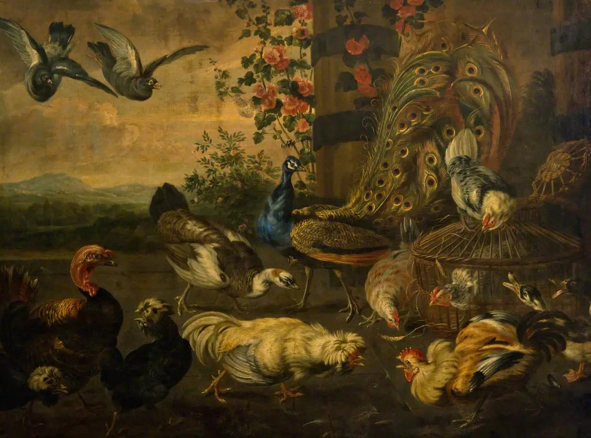 Coqs de combat - Melchior de Hondecoeter image 1 copie peinte à la main à l’huile