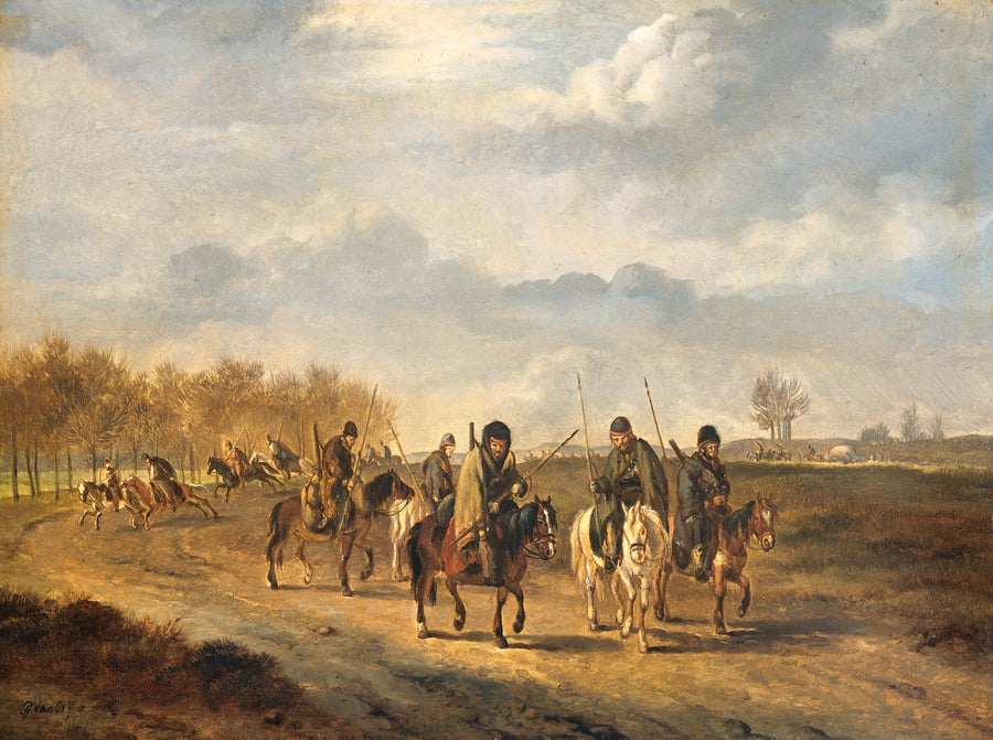 Cosaques sur une route de campagne près de Bergen en Hollande du Nord, 1813 - Pieter Gerardus van Os