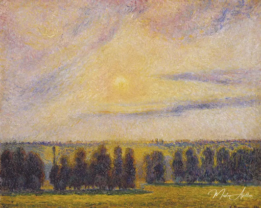 Coucher de soleil à eragny - Camille Pissarro - Reproductions de tableaux et peintures haut de gamme