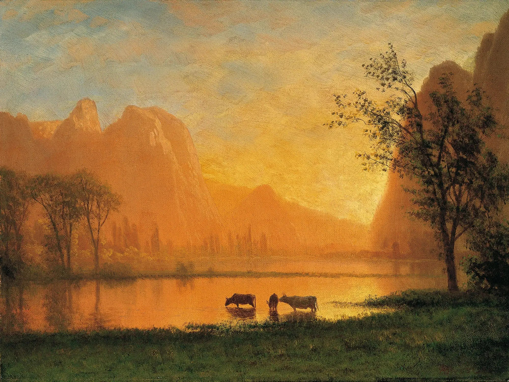 Coucher de soleil à Yosemite - Albert Bierstadt image 1 copie peinte à la main à l’huile