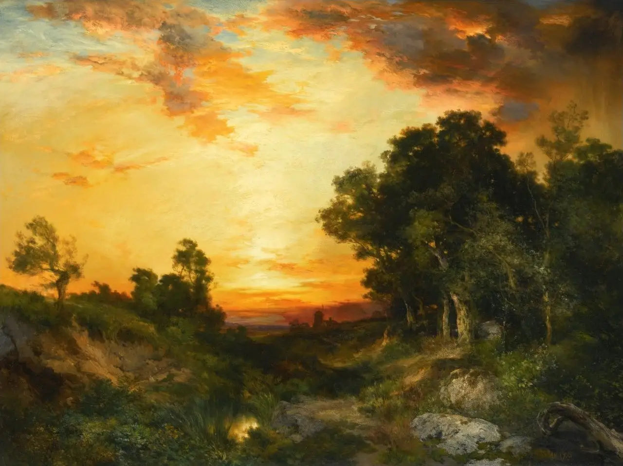 Coucher de soleil, Amagansett - Thomas Moran image 1 reproduction artisanale de tableau
