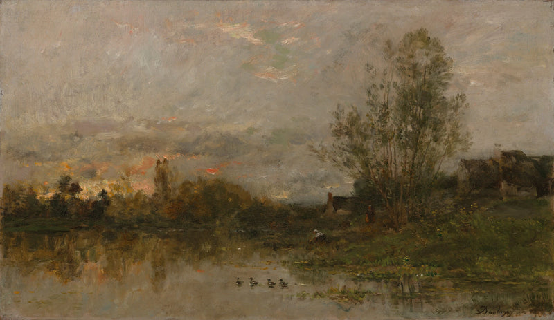 Coucher de soleil sur la rivière - Charles-François Daubigny