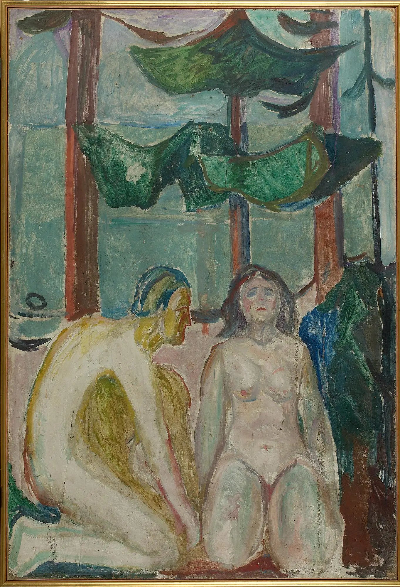Reproduction du tableau « Couple nu sous les arbres - Edvard Munch » par Alpha Reproduction en peinture à l’huile