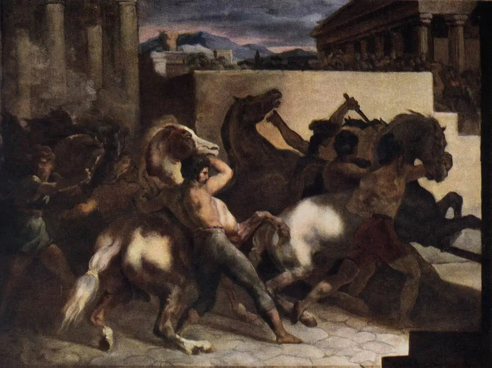 Course de chevaux libres : La Mossa - Théodore Géricault image 1 reproduction artisanale de tableau