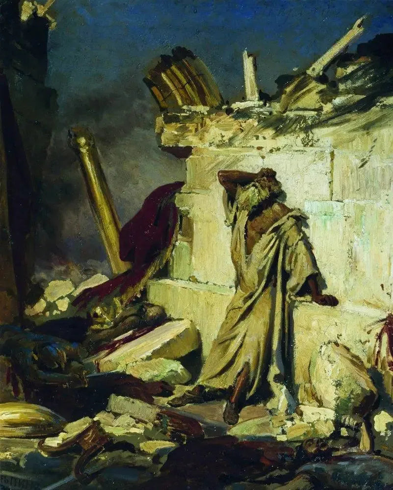 예레미야 예언자의 외침, 예루살렘의 폐허 위에서 - 일리야 레핀

Source:
Cri du prophète Jérémie sur les ruines de Jérusalem - Ilya Repin
