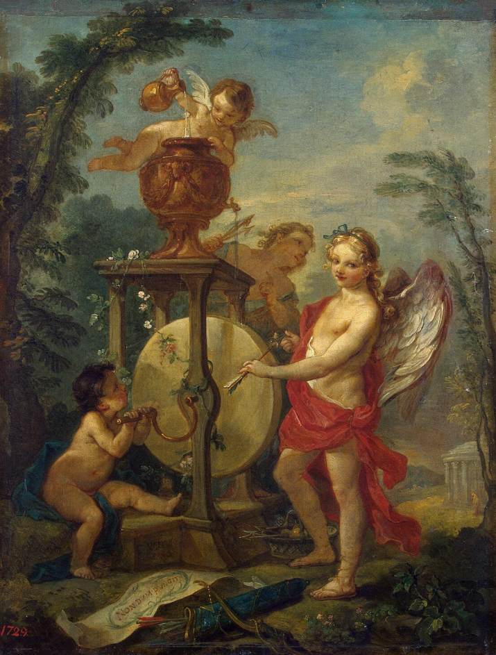 Cupidon aiguisant une flèche - Charles-Joseph Natoire image 1 reproduction de peinture à l’huile
