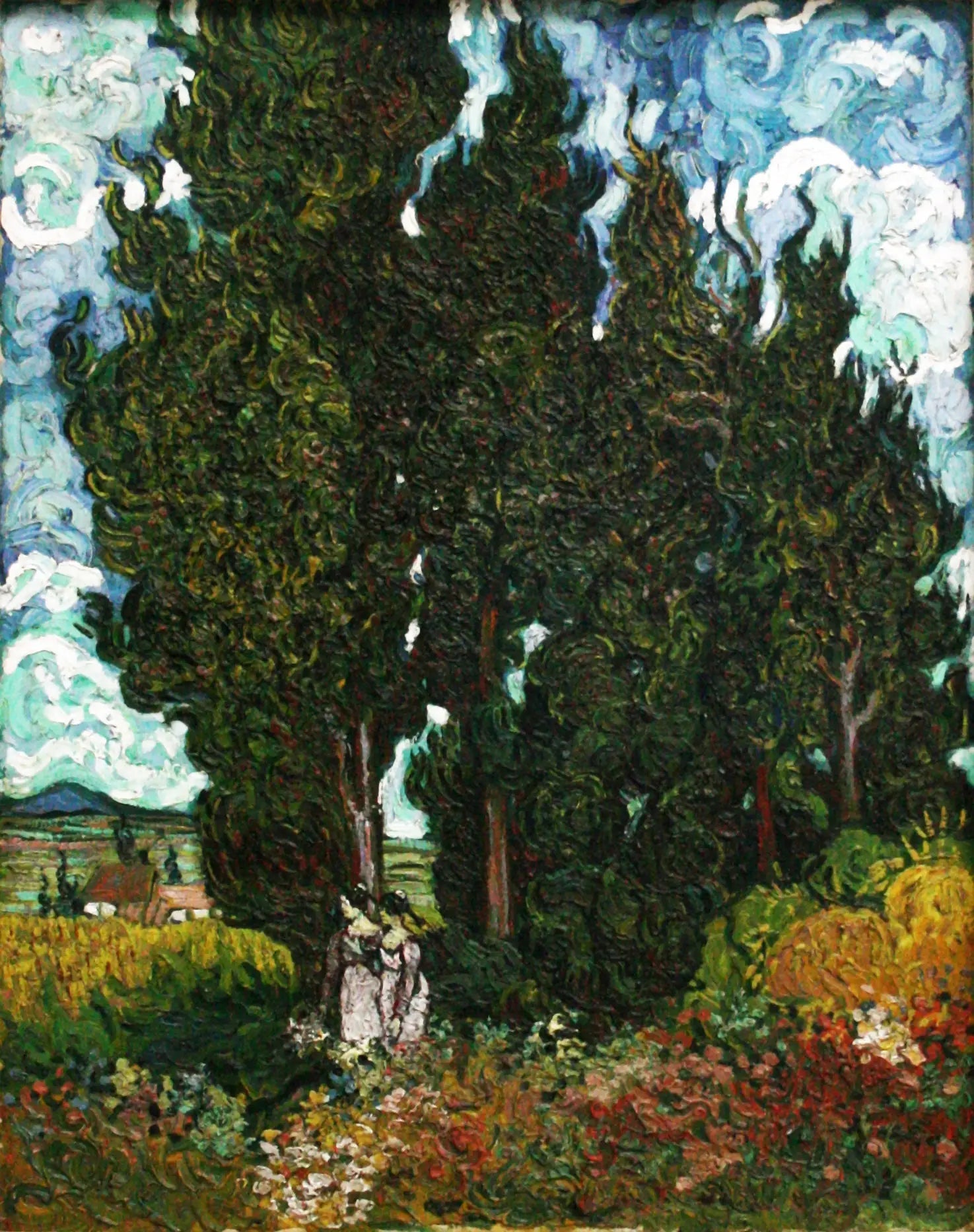 Cyprès à deux figures - Vincent van Gogh image 1 reproduction artisanale de tableau