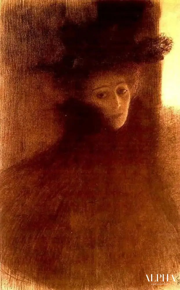 Dame à la cape et au chapeau - Gustav Klimt - Reproductions de tableaux et peintures haut de gamme