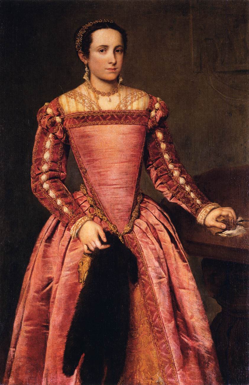 Dame en robe rouge - Giovanni Battista Moroni image 1 reproduction artisanale de tableau