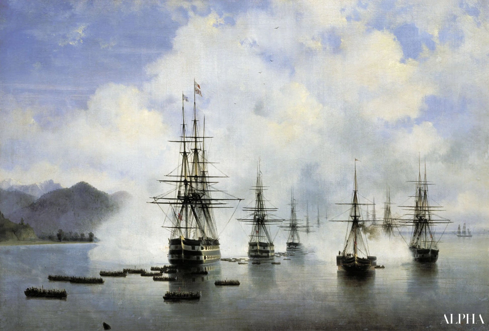 Débarquement de la flotte de Raïevski à Soubashi, 1839 - Ivan Aïvazovski - Reproductions de tableaux et peintures haut de gamme