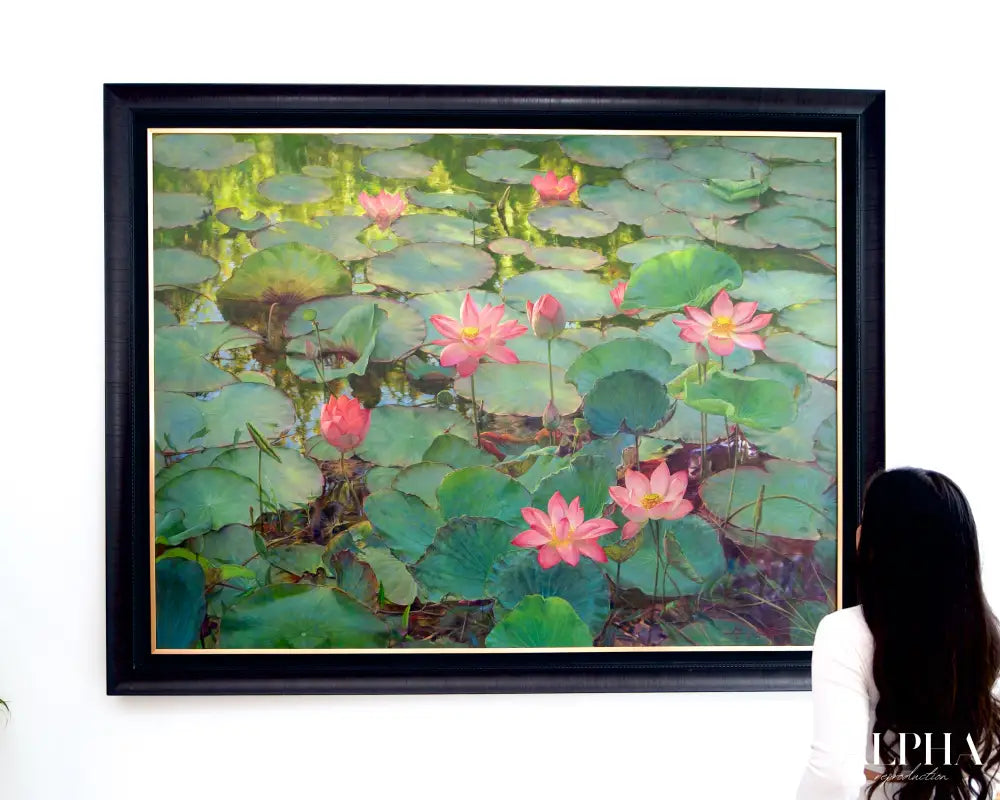 Découvrez Water Lilies and Lotuses II – Somchai | 200 x 150 cm Reproductions de tableaux à la peinture à l’huile