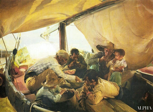 Déjeuner sur le bateau - Sorolla - Reproductions de tableaux et peintures haut de gamme