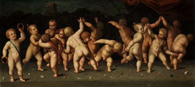 Des enfants dansent en rond et soufflent dans un paysage - Denis Calvaert - Alpha Reproduction