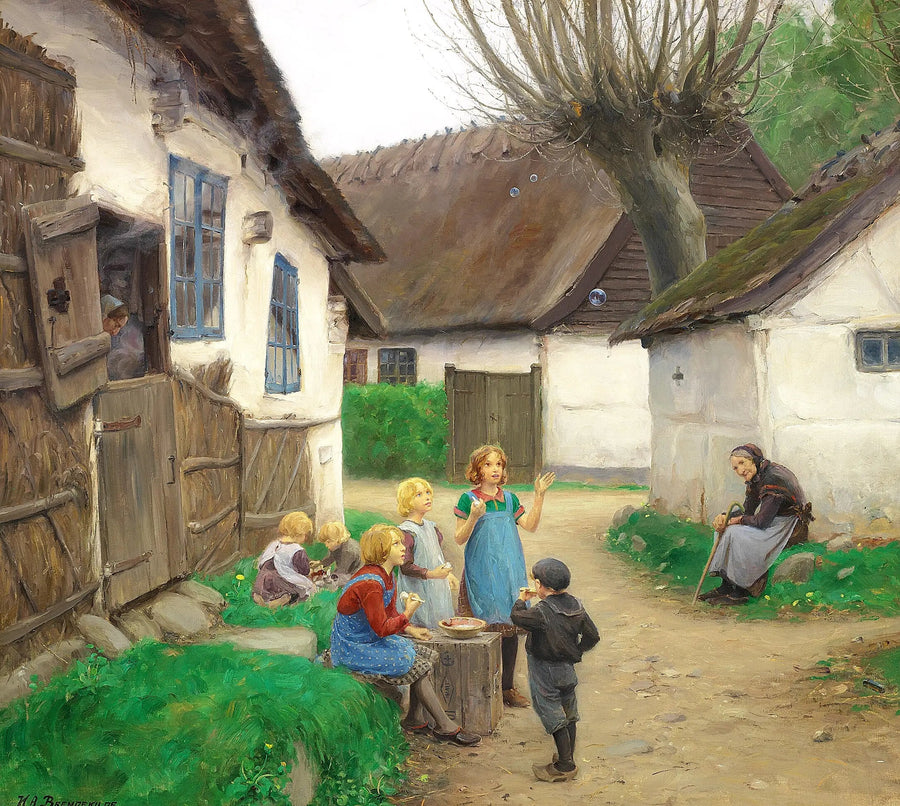 어린이들이 비눗방울을 불고 있습니다. - H. A. Brendekilde

Source:
Des enfants font des bulles. - H. A. Brendekilde