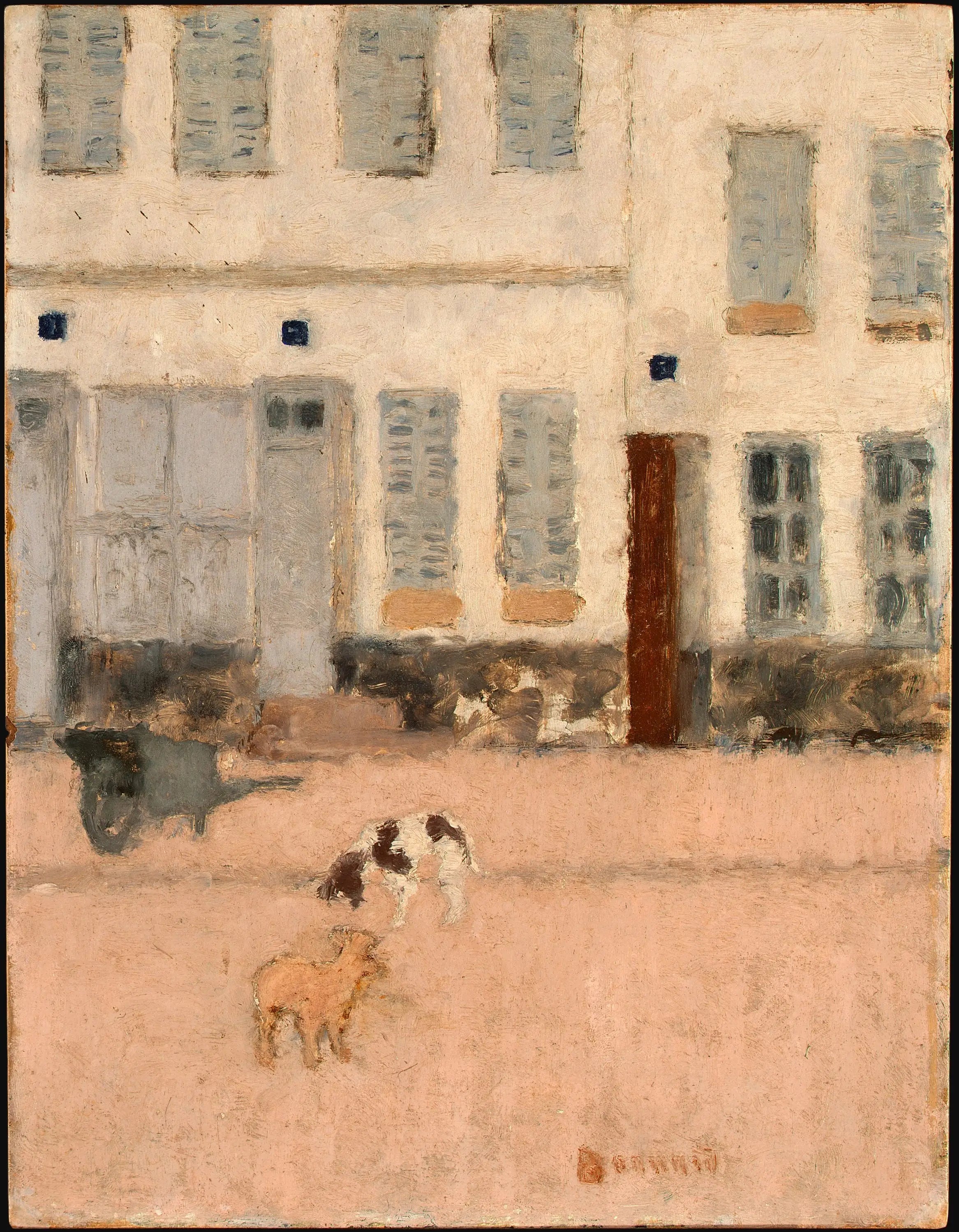 Deux chiens dans une rue déserte - Pierre Bonnard image 1 copie de tableau peinte à la main