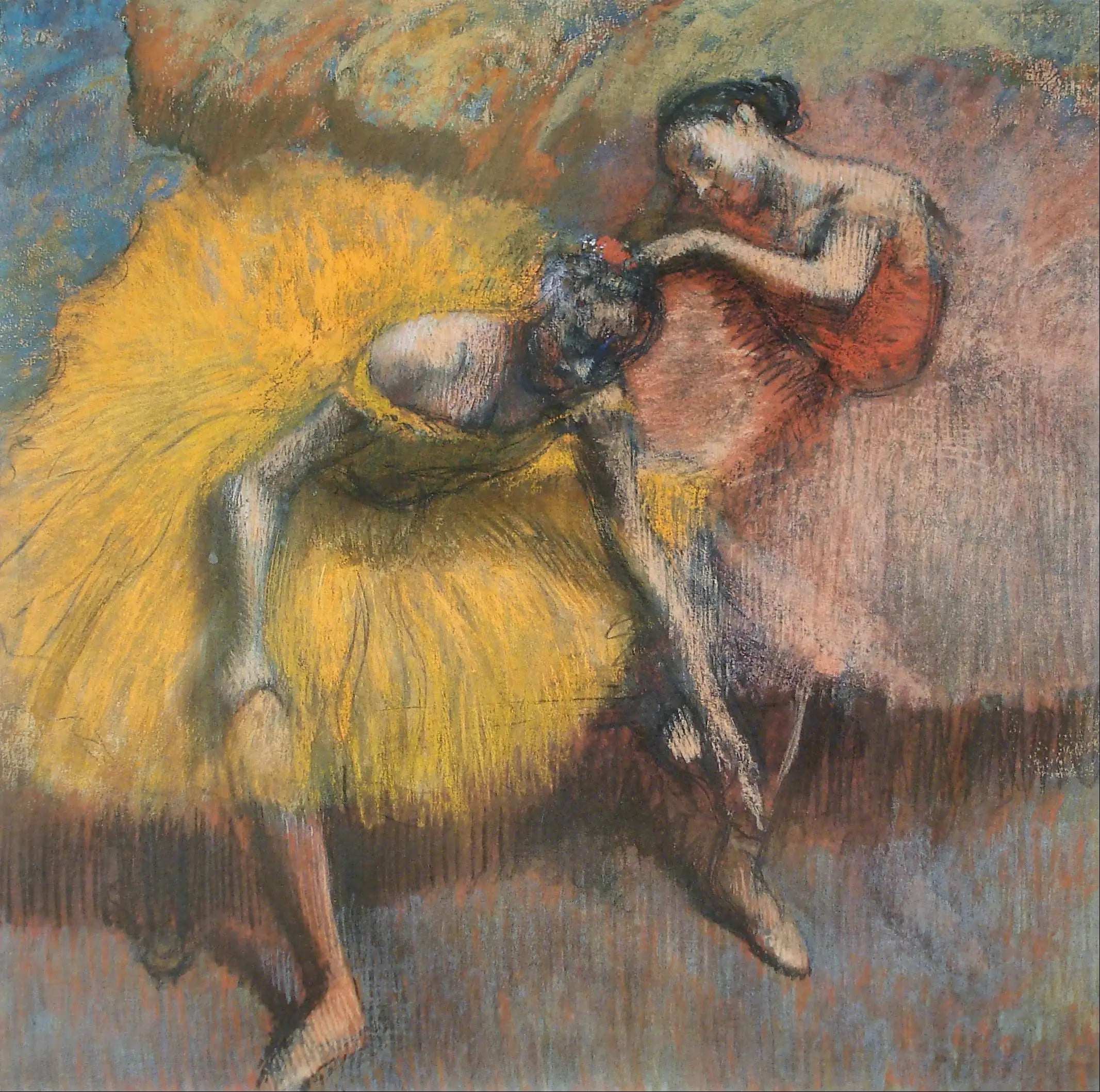 Deux danseuses - Jaunes et roses - Edgar Degas image 1 reproduction de peinture à l’huile