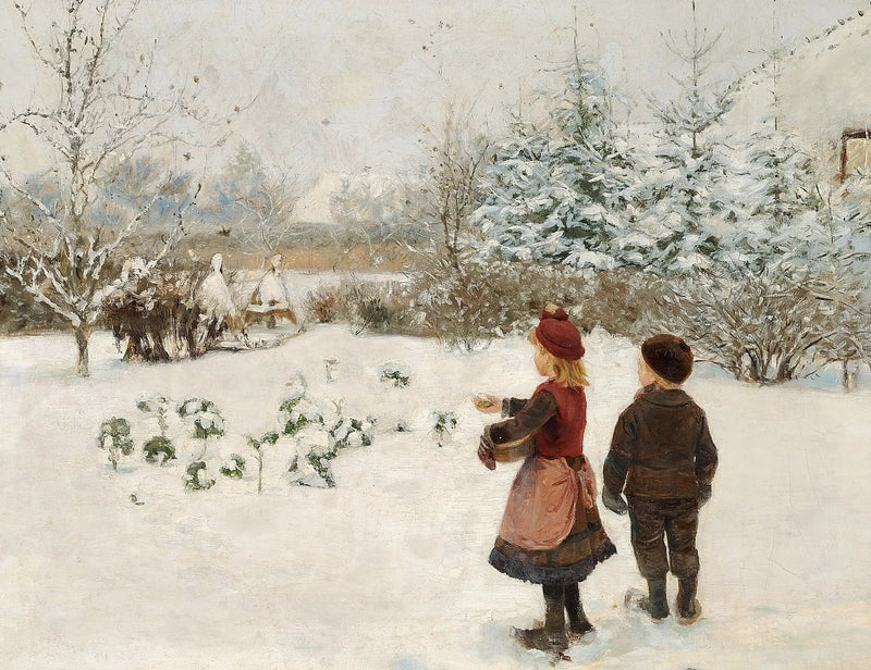 눈 속에서 새에게 먹이를 주는 두 아이들 - H. A. Brendekilde

Source:
Deux enfants nourrissent des oiseaux dans la neige. - H. A. Brendekilde