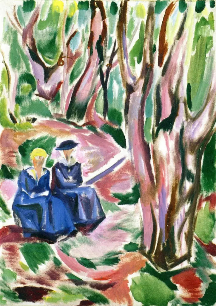 Reproduction du tableau « Deux Femmes dans les bois à Ekely - Edvard Munch » par Alpha Reproduction en peinture à l’huile
