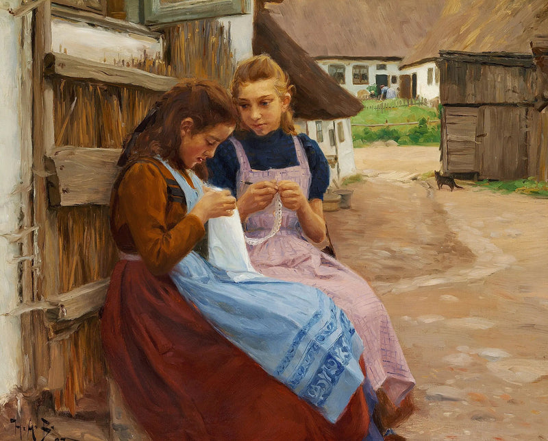 농장 마당에 앉아 바느질 작업을 하는 두 소녀 - H. A. Brendekilde

Source:
Deux filles avec des travaux d'aiguille assises dans la cour d'une ferme. - H. A. Brendekilde