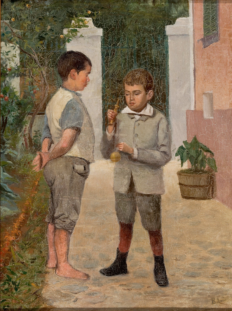 Deux garçons jouant au bilboquet - Belmiro de Almeida