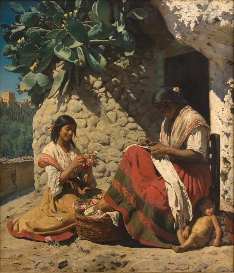 두 집시 여인들이 그들의 오두막 앞에 서 있다. 스페인 - 페데르 세베린 크뢰이어