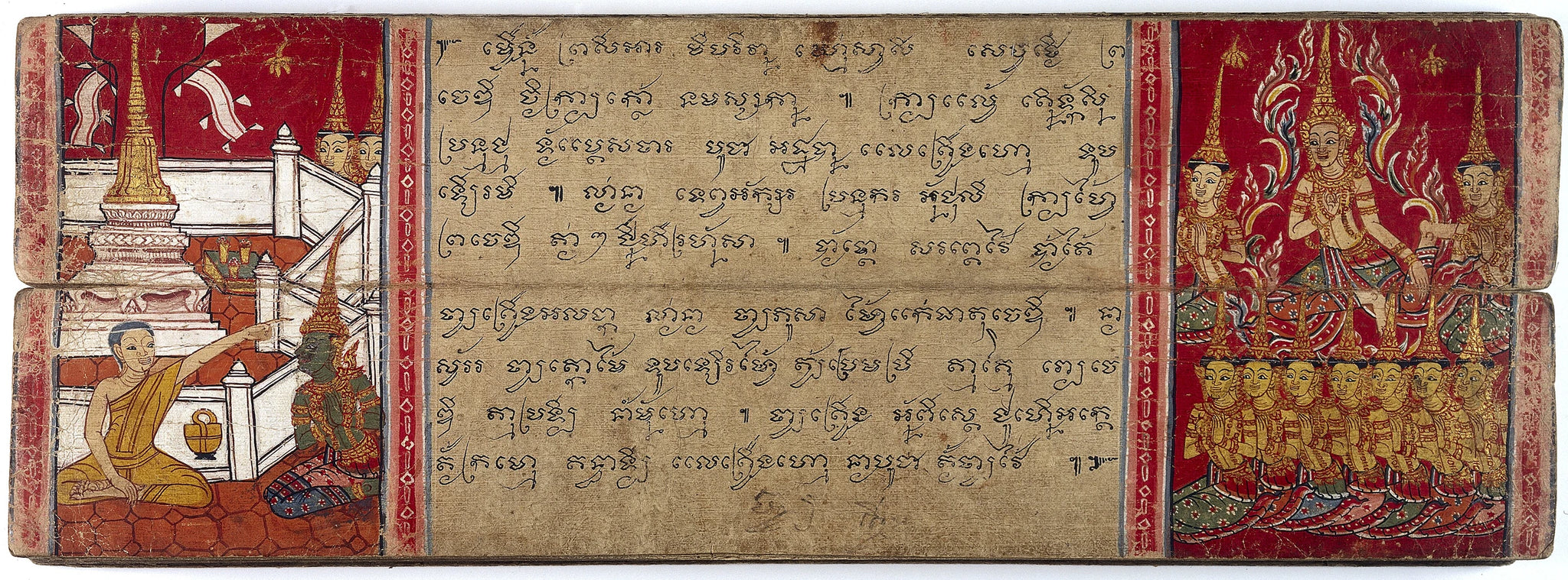Dialogue de Phra Malai et du dieu Indra, Artiste thaïlandais anonyme, XIXe siècle