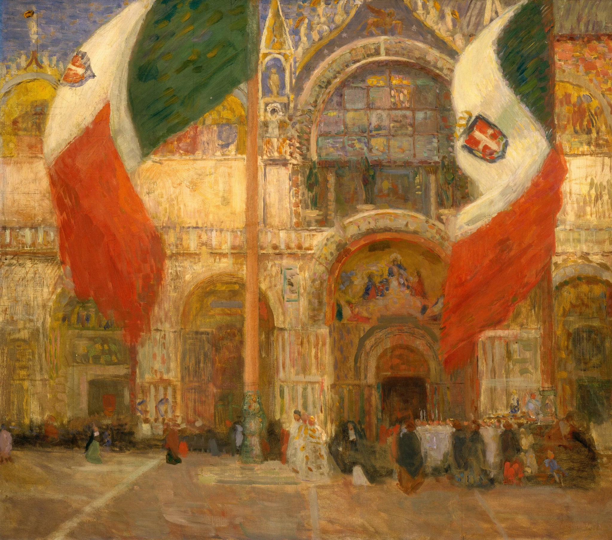 Les Drapeaux, Saint Marc, Venise - Fête - Eugène Vail