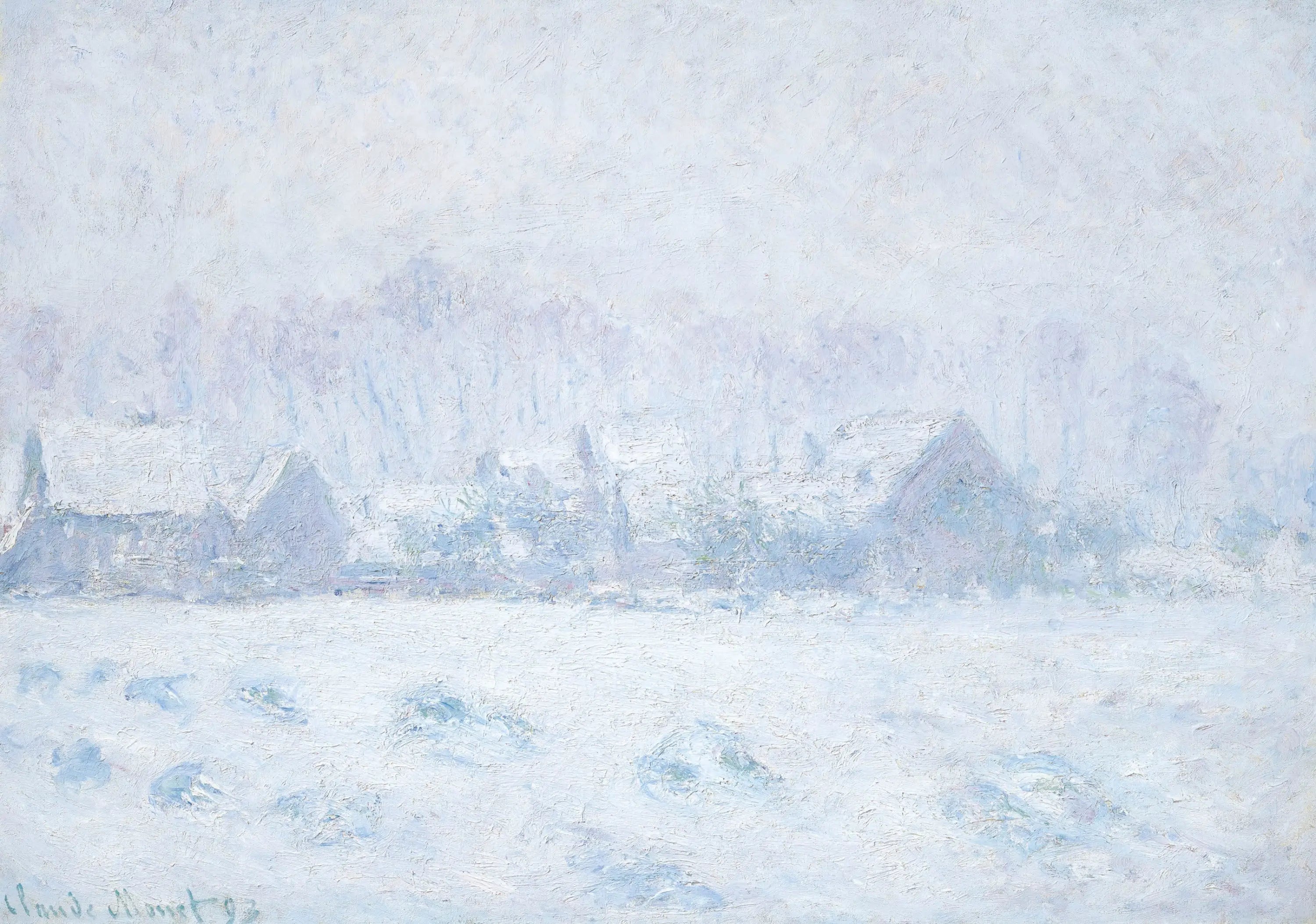 Reproduction du tableau « Effet de neige à Giverny - Claude Monet » par Alpha Reproduction en peinture à l’huile