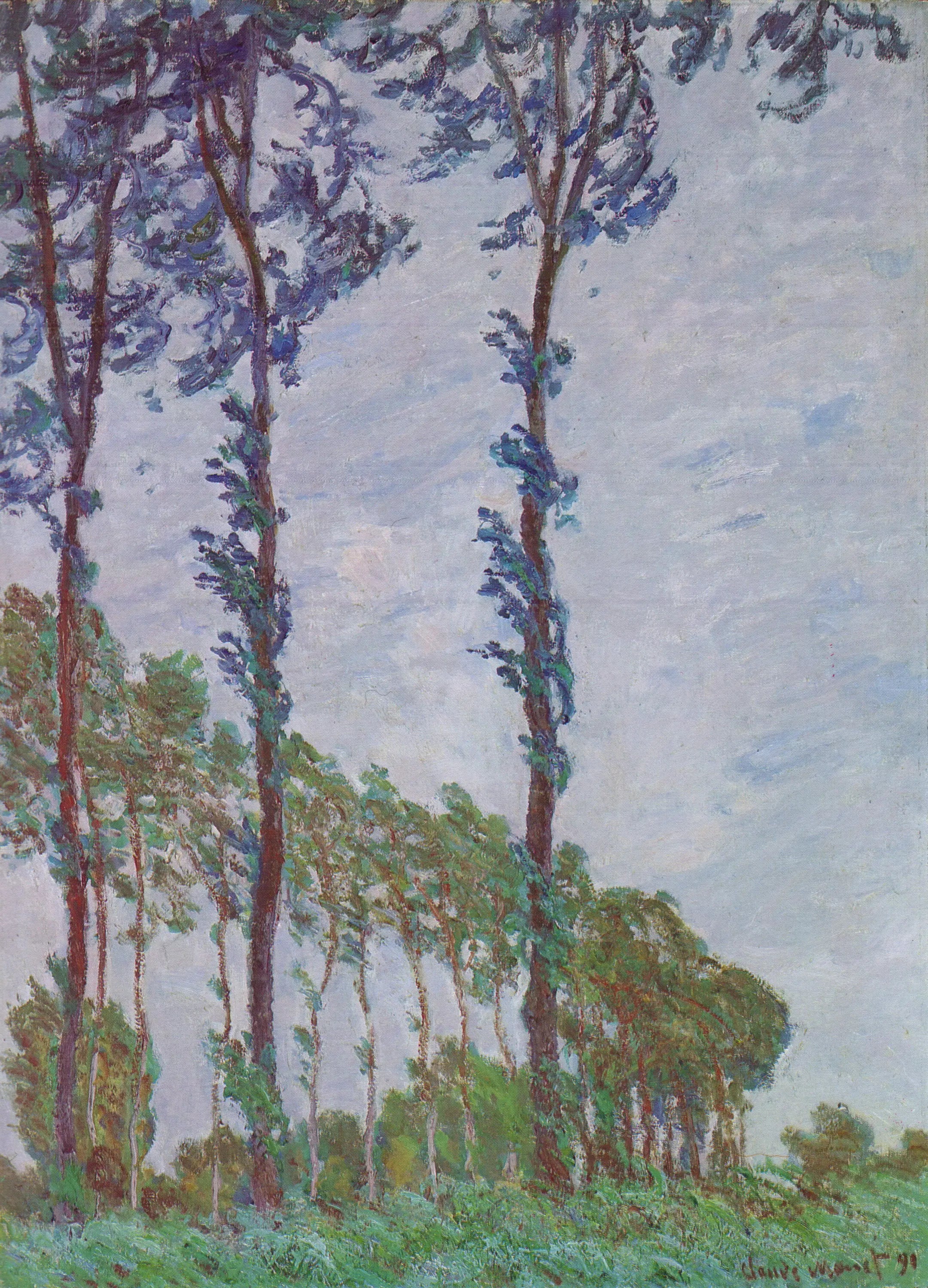 Reproduction du tableau « Effet de vent, série des peupliers - Claude Monet » par Alpha Reproduction en peinture à l’huile
