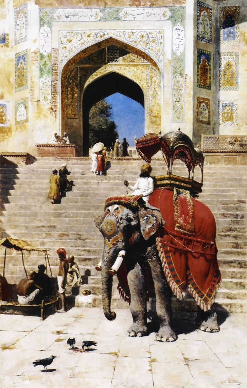 마슈하드의 자미 사원 입구에 있는 왕코끼리 - 에드윈 로드 위크스

Source:
Éléphant royal à l'entrée de la mosquée Jami, Mathura - Edwin Lord Weeks