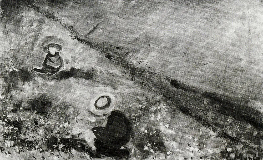Reproduction du tableau « Enfants dans une prairie fleurie - Edvard Munch » par Alpha Reproduction en peinture à l’huile