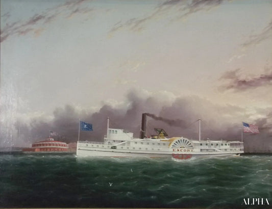 Escorte de bateaux à vapeur hors de la batterie - James E. Buttersworth - Reproductions de tableaux et peintures haut de gamme