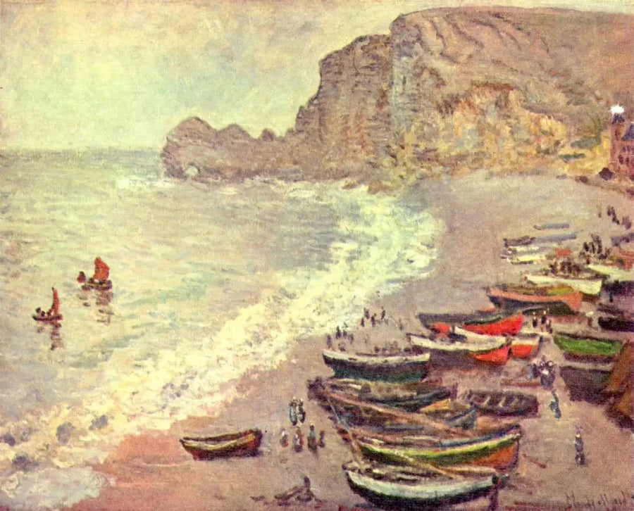 Étretat: 해변과 Porte d'Amont W828 - Claude Monet