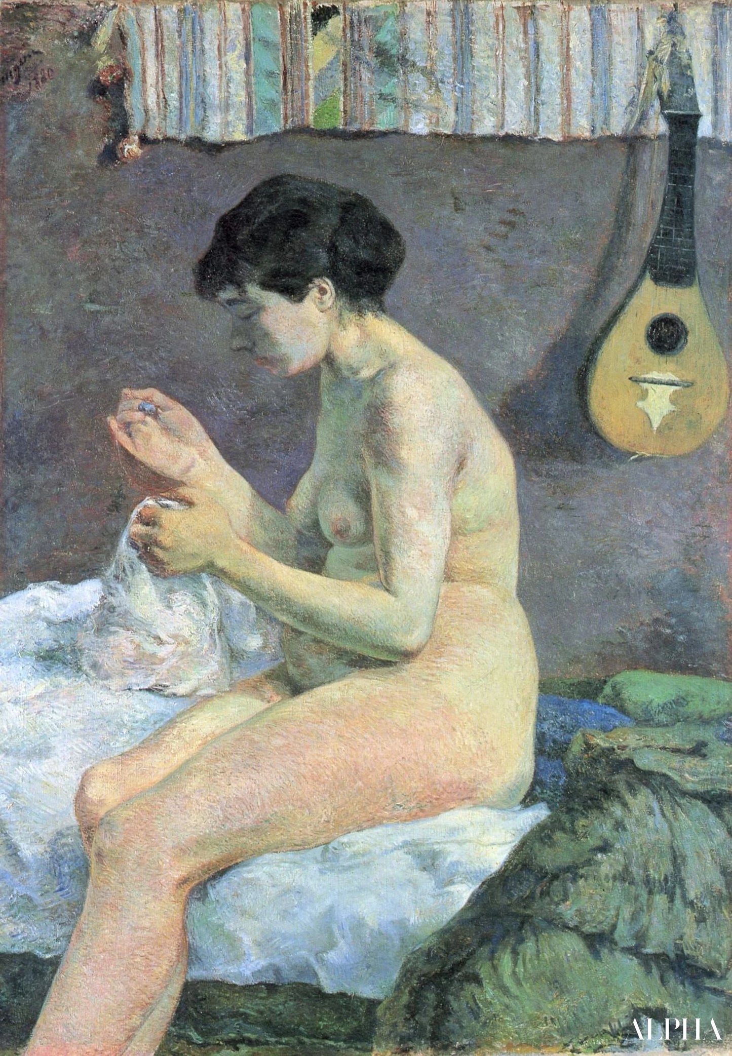 누드 연구 또는 바느질하는 수잔 - 폴 고갱 - 고급 그림 및 회화 복제본